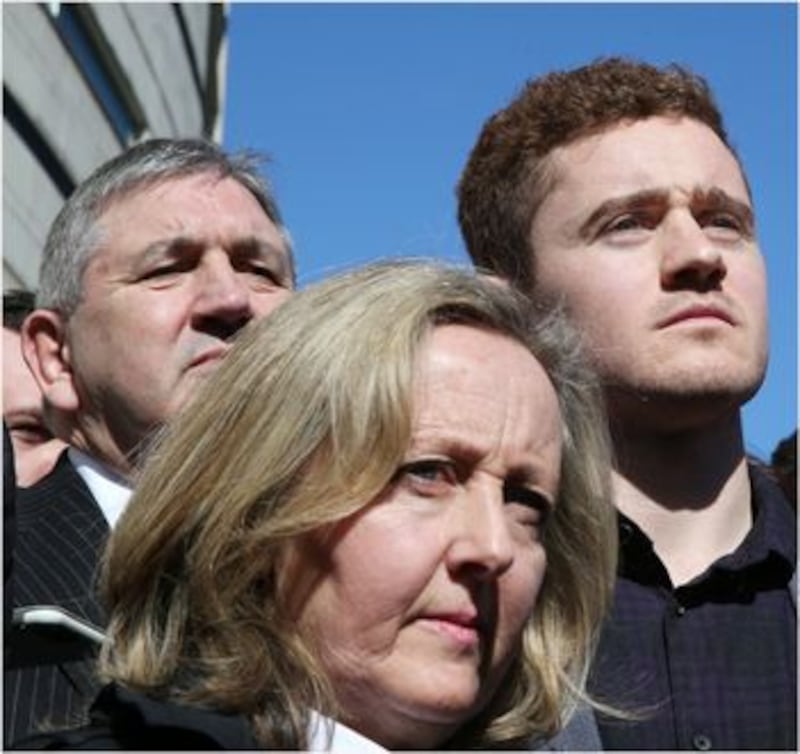 &nbsp;Paddy Jackson and family outside court. Picture by Hugh Russell.&nbsp;
