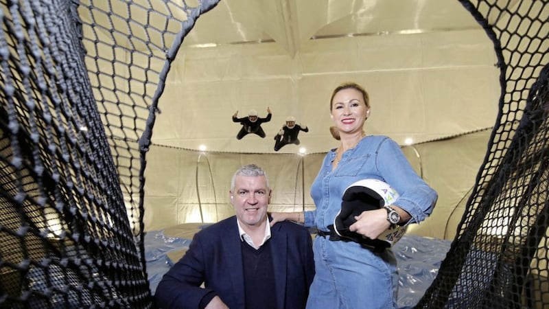 Pictured at the opening of Vertigo Indoor Skydiving in February are Gareth and Lorna Murphy 
