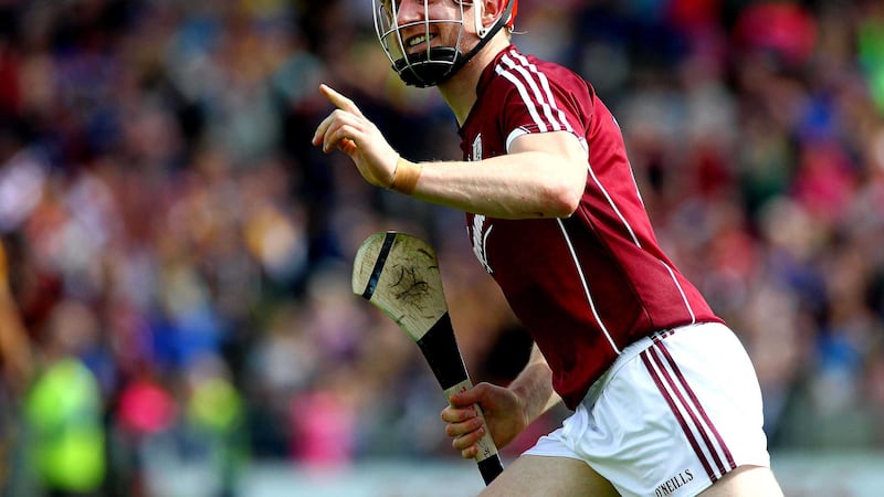 Galway's Joe Canning celebrates his goal in last Sunday's All-Ireland SHC quarter-final win over Clare &nbsp;