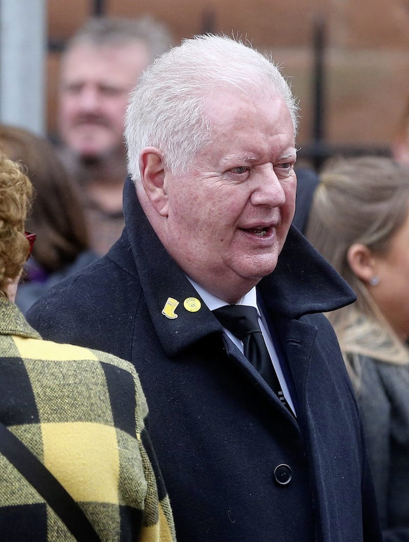 Former Utv presenter Julian Simmons at the funeral of Josephine Holmes the mother of Eamonn Holmes Picture Mal McCann. 