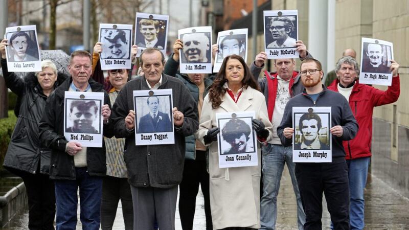 Relatives of victims at the Ballymurphy inquest at Laganside Courts. Picture by Mal McCann 
