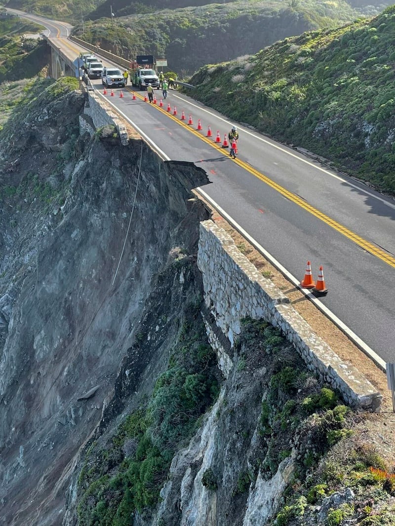 Motorists have been urged to avoid the scenic highway (Caltrans District 5 via AP)