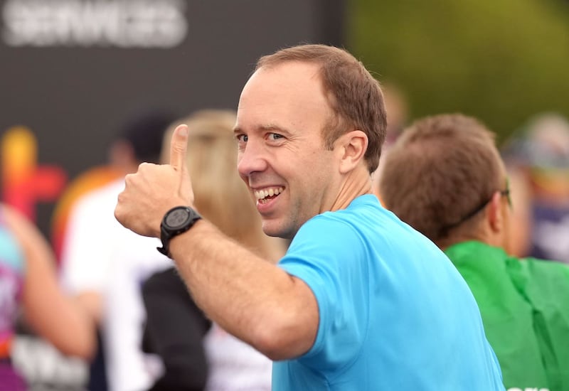 Matt Hancock gives a thumbs up ahead of the Virgin Money London Marathon. Picture date: Sunday October 3, 2021