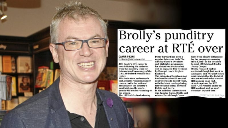 GAA pundit Joe Brolly, and inset, how The Irish News reported on his omission from RT&Eacute;&#39;s coverage 