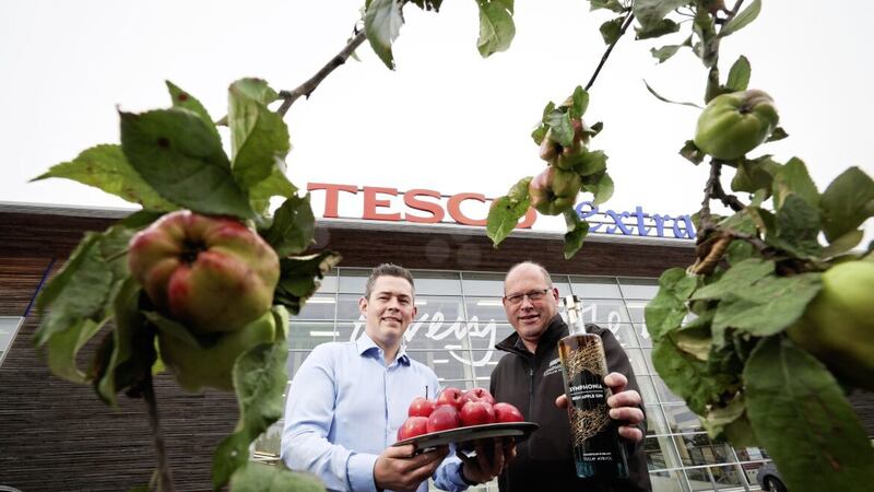 Symphonia Spirits founder, Dr Ulrich Dyer (right) with Tesco&#39;s Michael Crealey. Picture by Kelvin Boyes 