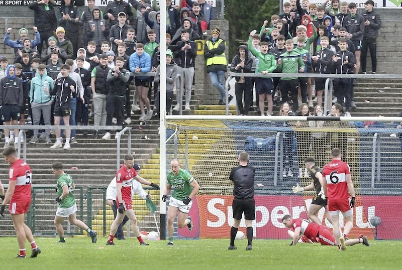 Fermanagh full-back Che Cullen netted twice against Derry in Brewster Park. Picture: Margaret McLaughlin 