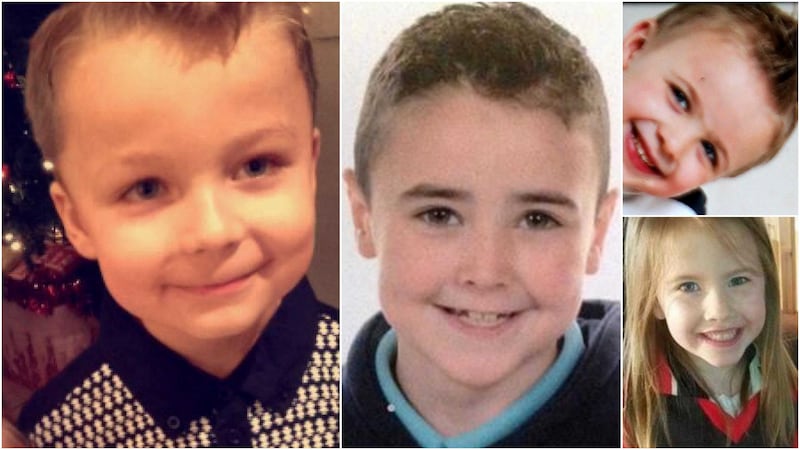 Some of the youngest victims: Clockwise from left: Jackson Turner, (7), Ryan McGovern, (7), Joshua Kelly, (6) and Ella Trainor, (6)