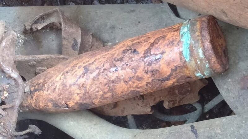 Scrap metal and an old cannon shell were found on board the Chinese-registered vessel (Malaysian Maritime Enforcement Agency via AP)