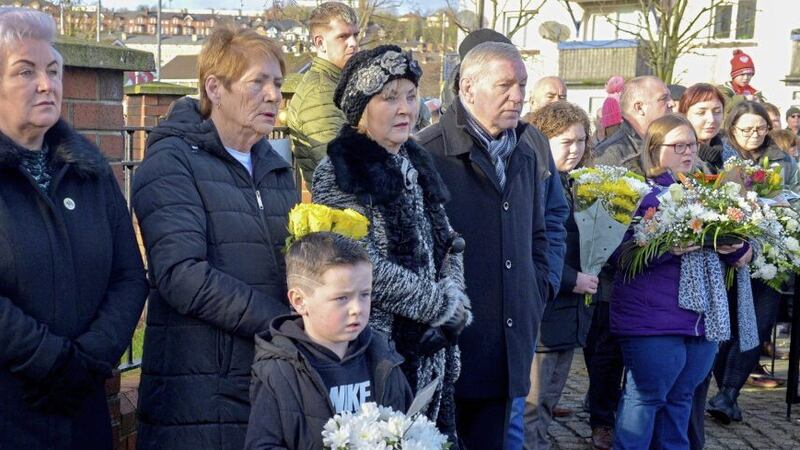 Relatives of those killed and injured laid wreaths at the Bloody Sunday monument during the annual memorial service. Picture by Margaret McLaughlin 