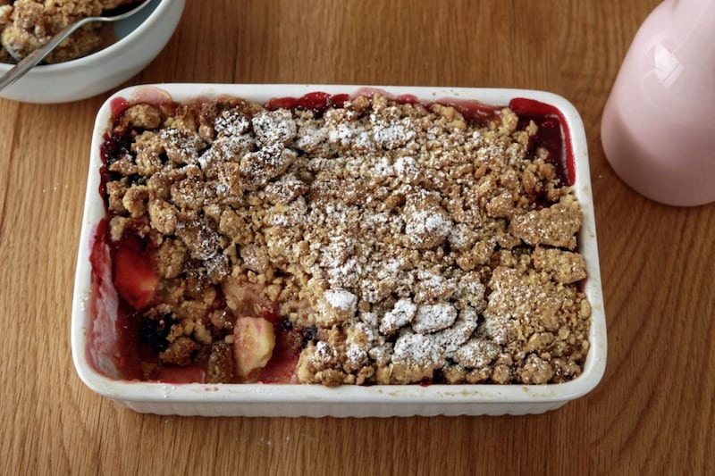 Apple and plum crumble, perfect for an autumn dessert 