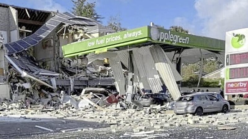 The scene of the October 7 blast at Creeslough&#39;s Applegreen service station 