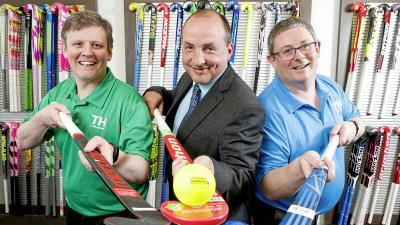 Steven McMurray (left) and Alan McMurray (right) pictured with DJ Wilson from Ulster Bank. McMurray Sports has just announced the acquisition of Scottish rival Gilmour Sports in a six-figure deal 
