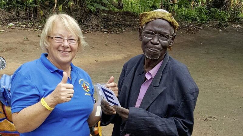 Mae Glover pictured in Uganda shortly before she was diagnosed with dilated cardiomyopathy 