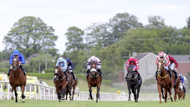 Clongowes (extreme left) on his way to winning the Magners Ulster Derby at Down Royal on Saturday 