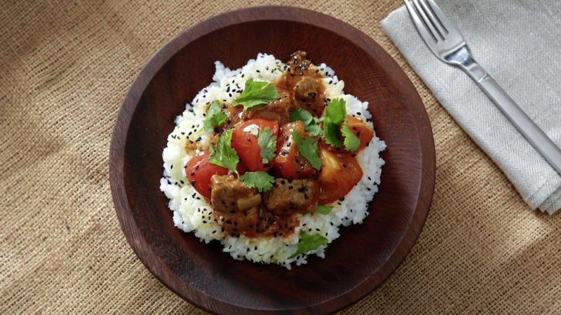Niall&#39;s delicious-sounding lamb tagine, served with fluffy rice 