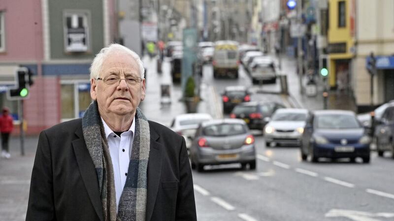 Omagh bomb campaigner Michael Gallagher on Campsie Street, close to the site of the 1998 bombing 