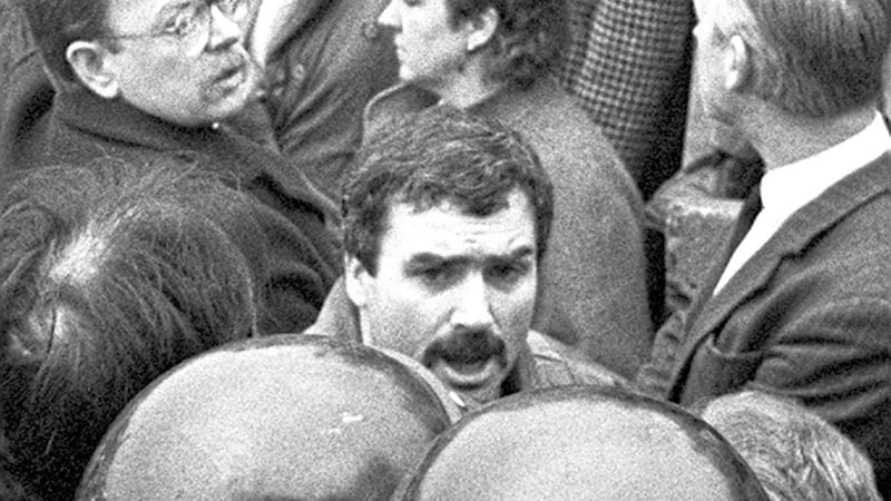 Freddie Scappaticci pictured at an IRA funeral in 1987 