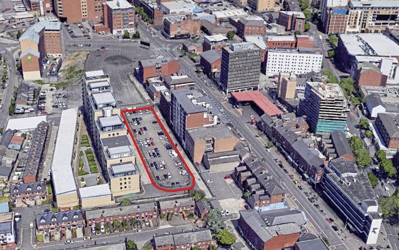 An aerial view of the Glenalpin Street site in South Belfast. 