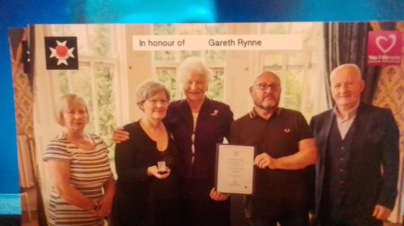 From left, Brenda Rynne, Gareth's godmother, Paula Rynne, Mary Peters, Gerard Loftus, Gareth's father, and Stephen Rynne, his godfather, at a ceremony honouring his donation of organs
