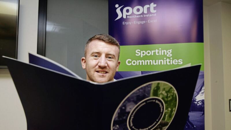 Boxer Paddy Barnes talks at Sport NI on World Mental Health Day. Picture by Hugh Russell. 