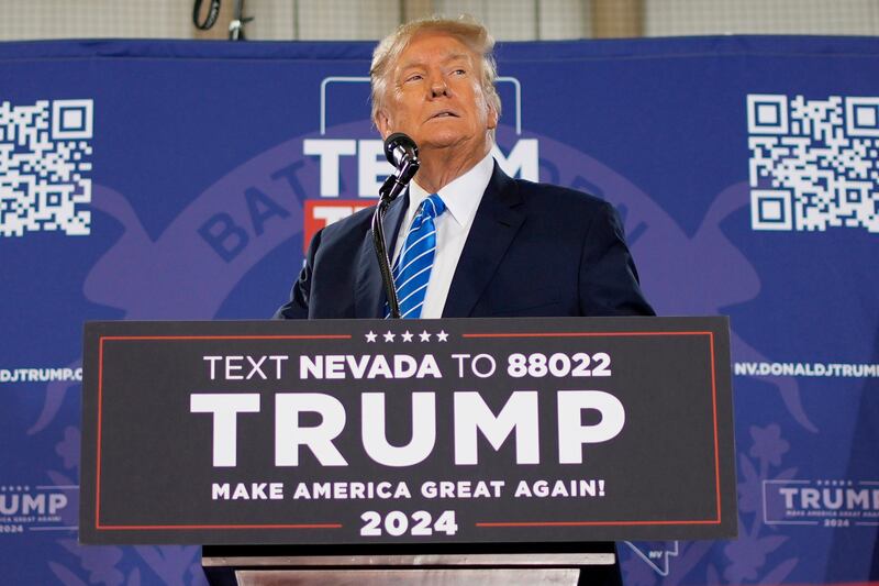 Former president Donald Trump speaks at a campaign event on January 27 in Las Vegas (John Locher/AP)