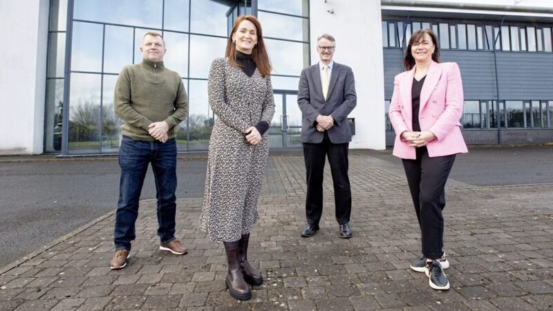 Pictured at TriMedika&#39;s new premises are (from left) Paul Molloy (CFO), Dr Roisin Molloy (chief executive), William McCulla (Invest NI&#39;s director of corporate finance &amp; property) and Julie Brien (COO) 