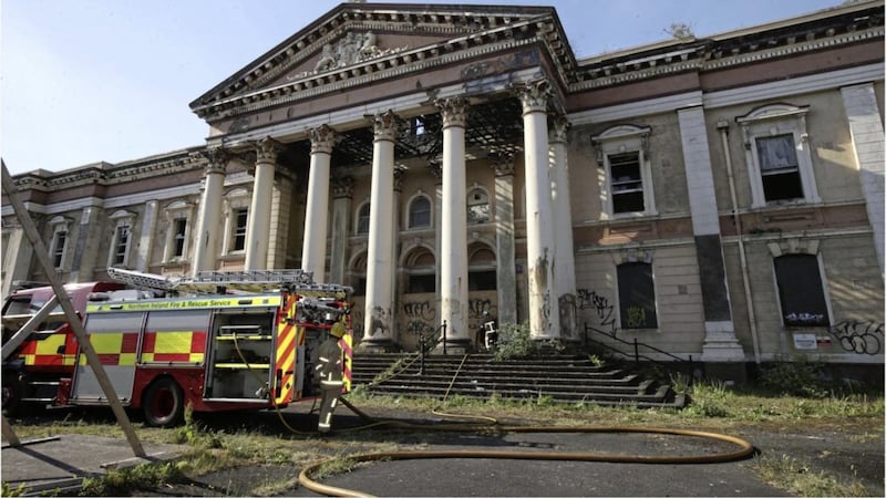 Firefighters attended a large fire at Crumlin Road courthouse in north Belfast earlier this week. Picture by Hugh Russell 