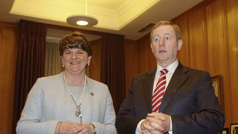 Taoiseach Enda Kenny and First Minister Arlene Foster at Government Buildings in Dublin. Picture by Brian Lawless, Press Association