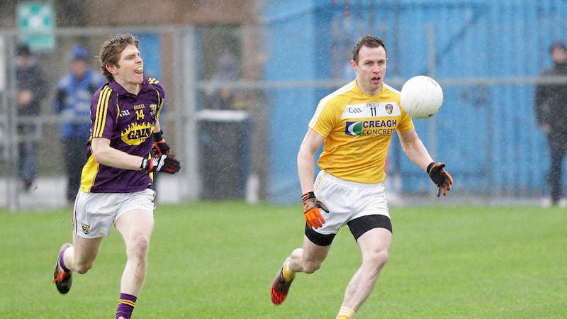 Antrim&#39;s Michael McCann (right) is concerned about the consequences of the `mark&#39;. Picture by Cliff Donaldson 