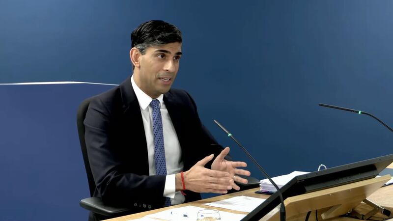 Prime Minister Rishi Sunak giving evidence to the UK Covid-19 Inquiry (UK Covid-19 Inquiry/PA)