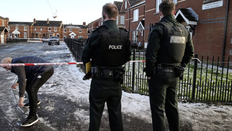 A man is in critical condition after being assaulted in the Antrim Street area of Carrick Hill in north Belfast on Sunday. Picture by Hugh Russell. 