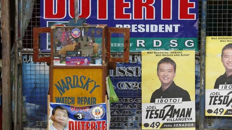 Campaign posters around Rodrigo Duterte's hometown Davao, a day after the country's national elections. Picture by Bullit Marquez, Associated Press