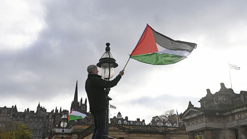 Protesters took part in Scottish Palestine Solidarity Campaign demonstrations in cities including Edinburgh on Saturday (Lesley Martin/PA)
