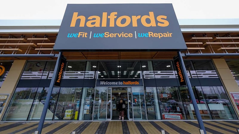 Exterior image of a Halfords shopfront.