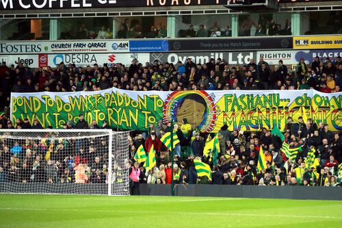 Norwich fans display Pride banner celebrating ‘magnificent’ Fashanu goal