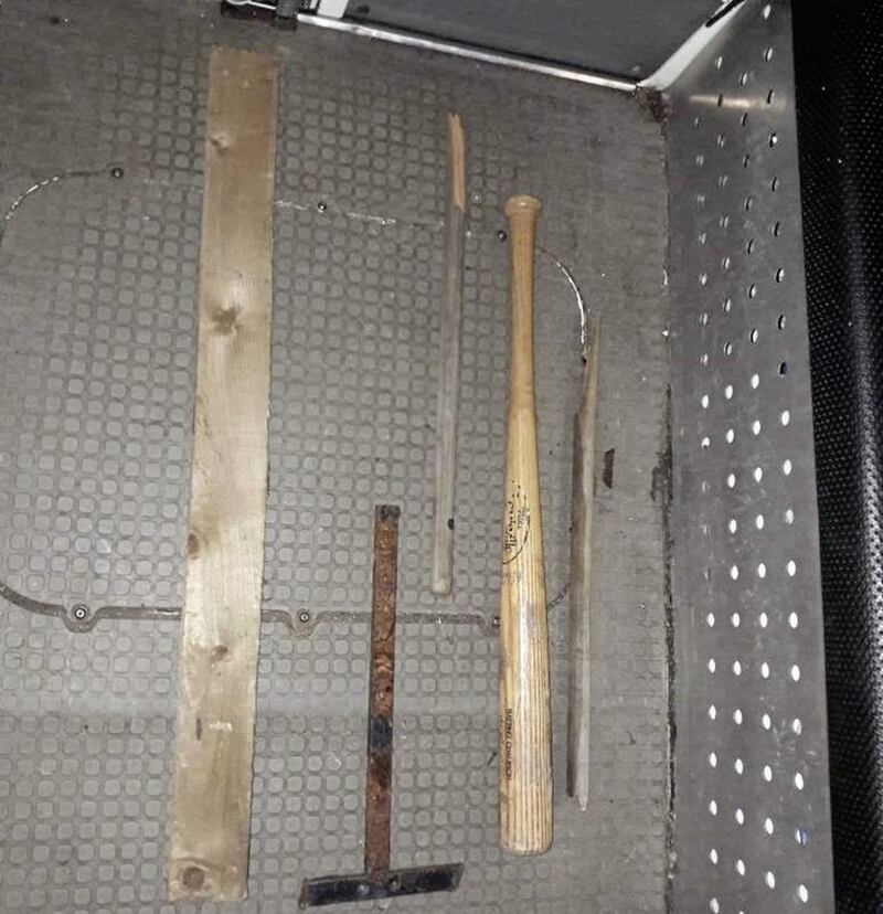 Some of the weapons recovered by police in East Belfast on Saturday night 