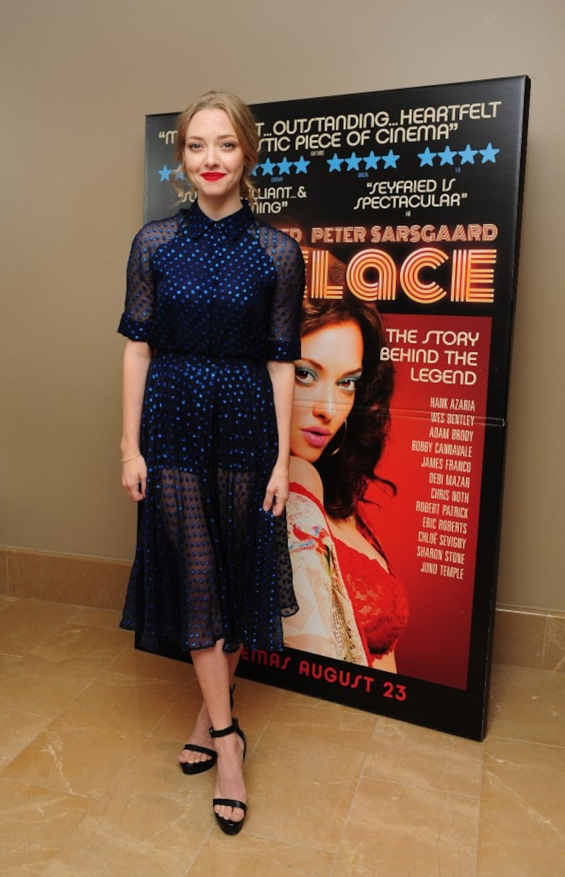 Amanda Seyfried attends a screening of new film Lovelace at the Mayfair Hotel in London
