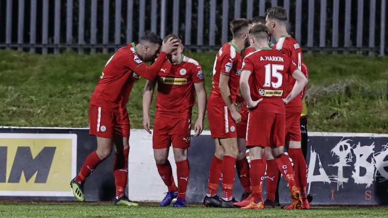 Cliftonville players Levi Ives&#39;s goal against Coleraine on Tuesday night 