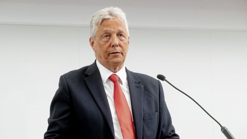 Former DUP leader Peter Robinson speaking at Queen&#39;s University Belfast in 2018. Picture by Queen&#39;s University Belfast/PA Wire. 