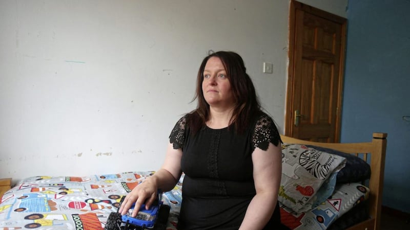 Julie McVeigh, pictured in the bedroom of her son Jack (8) with his favourite tractor. Ms McVeigh is desperately trying to get a respite placement for her son who has become increasingly violent. Picture Mal McCann 