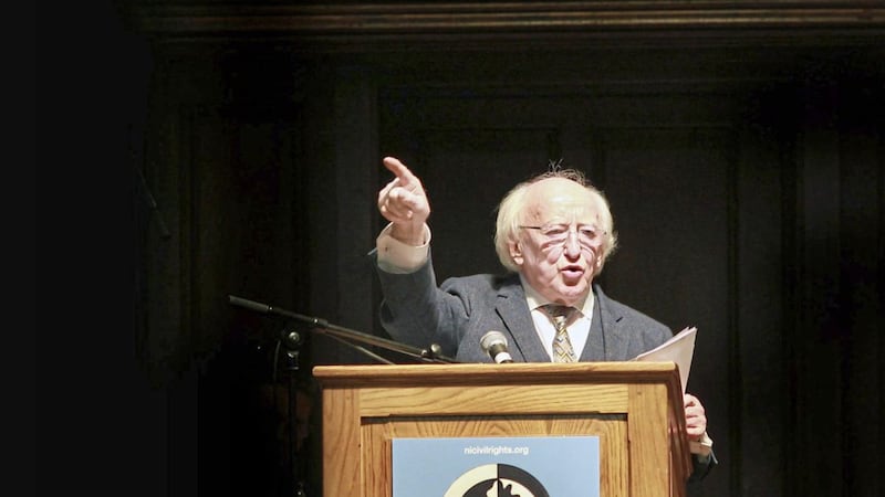 President Michael D Higgins addressing the Derry Civil Rights Festival at the Guildhall earlier this month. Picture by Margaret McLaughlin 
