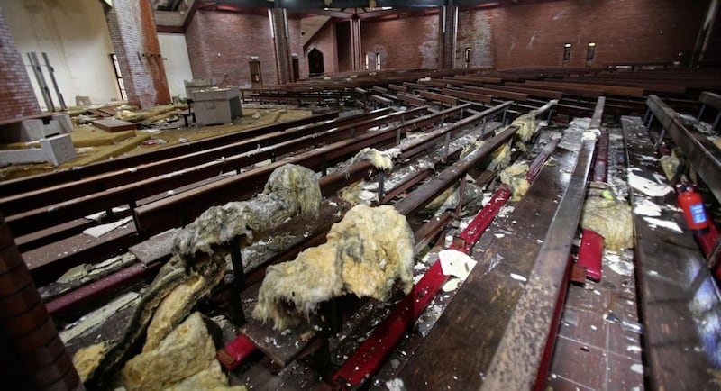 Vandalism caused to the Church of the Resurrection on the Cavehill Road. Picture by Mal McCann 