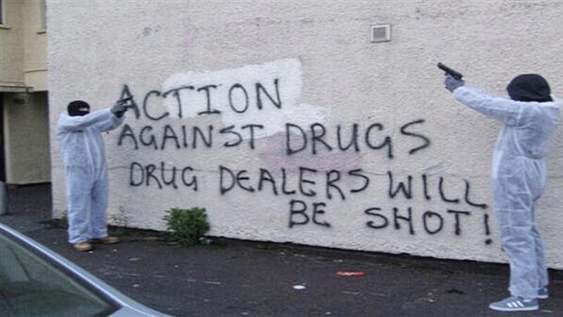 Armed members of Action Against Drugs pictured in the New Lodge area of north Belfast several years ago 