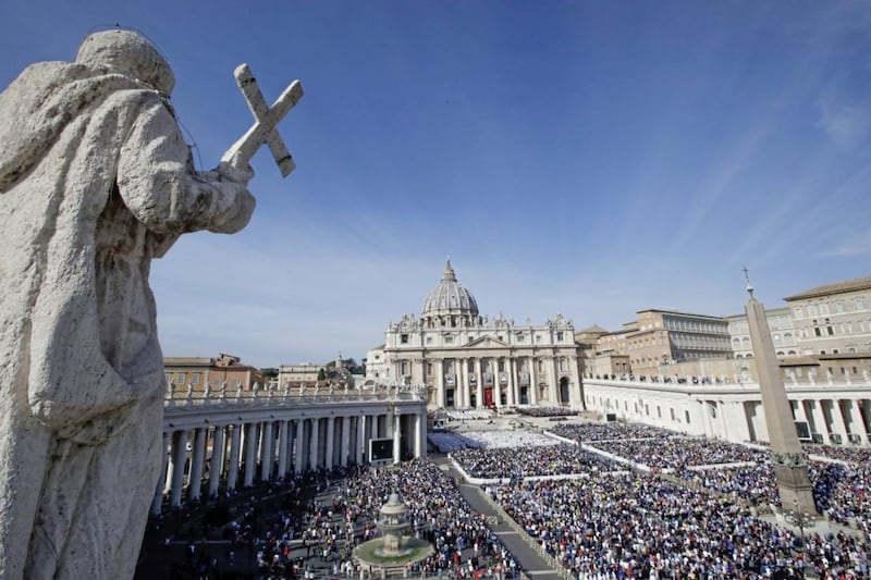 St Peter&#39;s Square at the Vatican hosted the ceremony at which Cardinal John Henry Newman, along with four women saints, was canonised. Picture by AP Photo/Alessandra Tarantino 