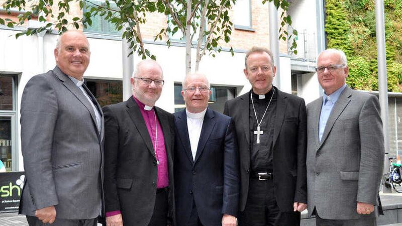 (From left to right) Rev Brian Anderson, Archbishop Richard Clarke, Archbishop Eamon Martin, Dr Ian McNie, Dr Donald Watts