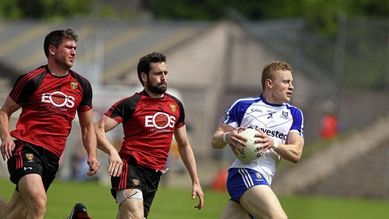 Downpatrick midfielder Peter Turley was black-carded in last year&#39;s comprehensive Ulster Championship defeat to Monaghan 