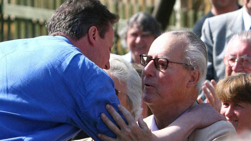Conservative leader David Cameron greeting his father during the 2010 election campaign. Picture by Johnny Green 