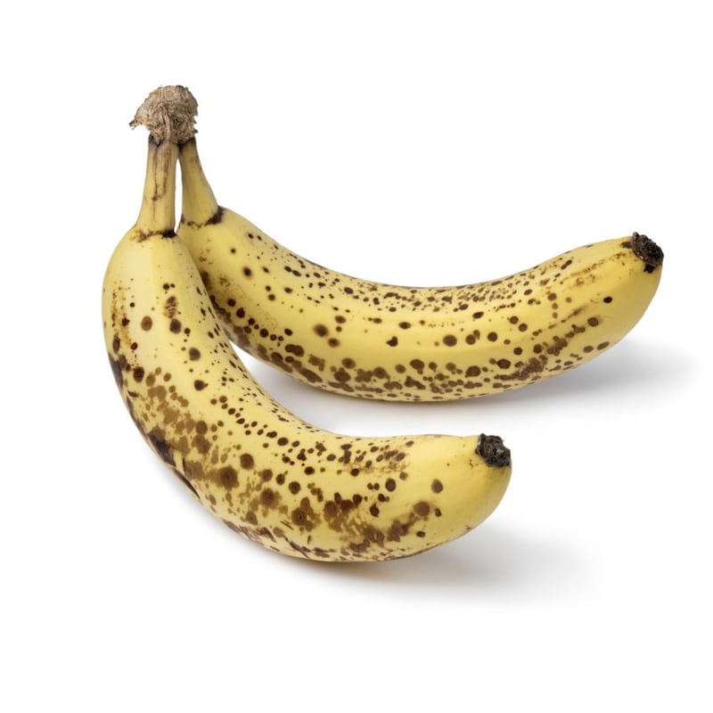 The brown spots on a very ripe banana indicate that even more starch has been converted to sugar. 