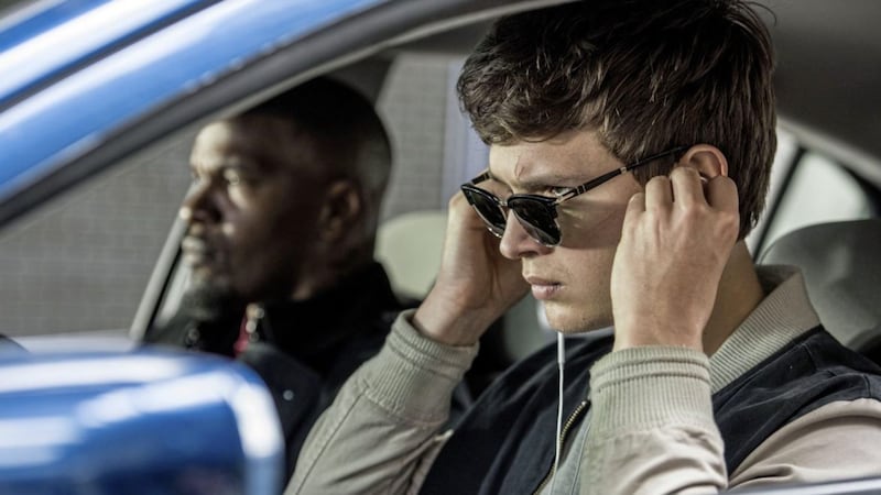 Baby (Ansel Elgort, right) and Bats (Jamie Foxx) in Baby Driver 