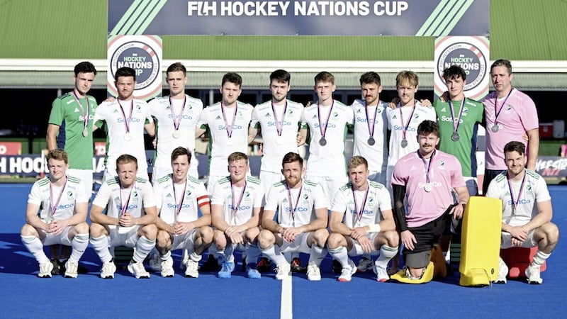 The Ireland men&#39;s hockey team which lost out 4-3 to hosts South Africa in the FIH Hockey Nations Cup final. 
